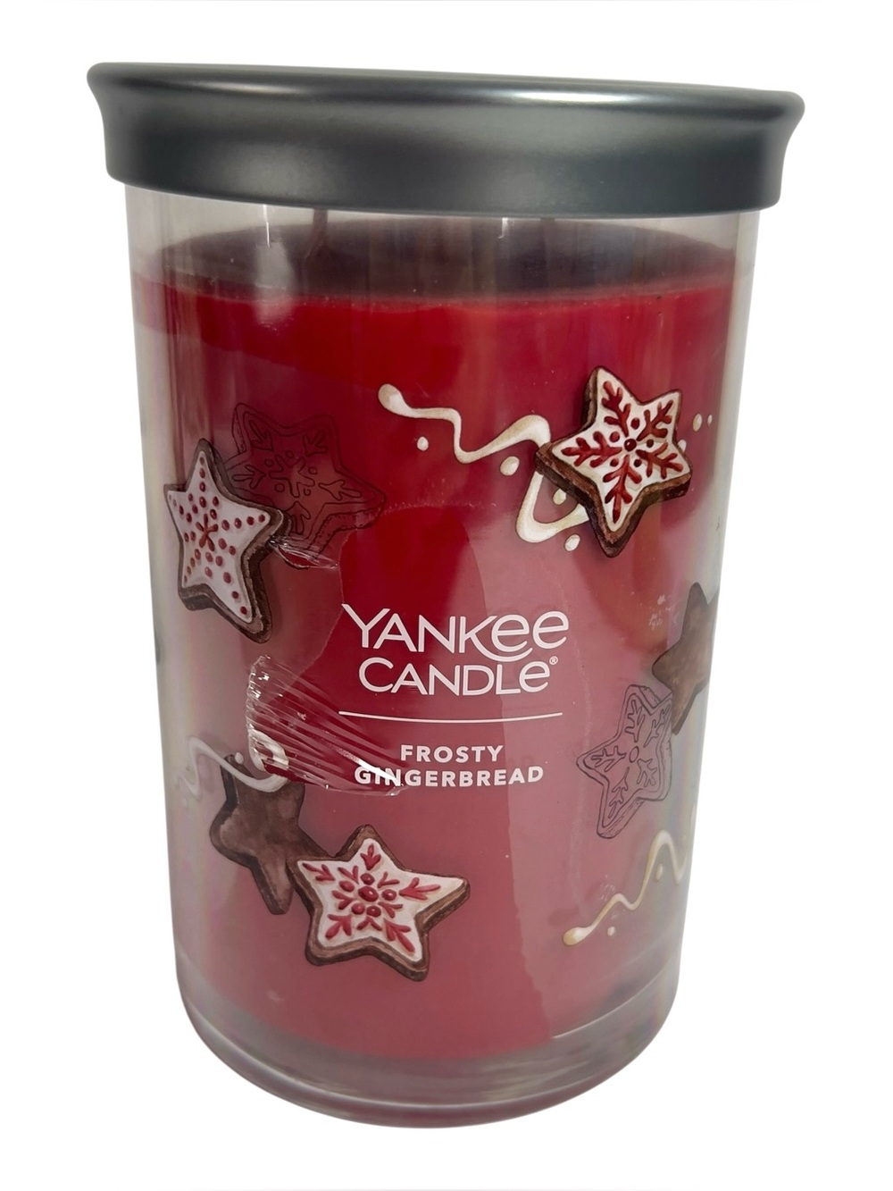 Yankee Candle FROSTY GINGERBREAD Scented 2 Wick 22oz Tumbler Red Holiday NEW